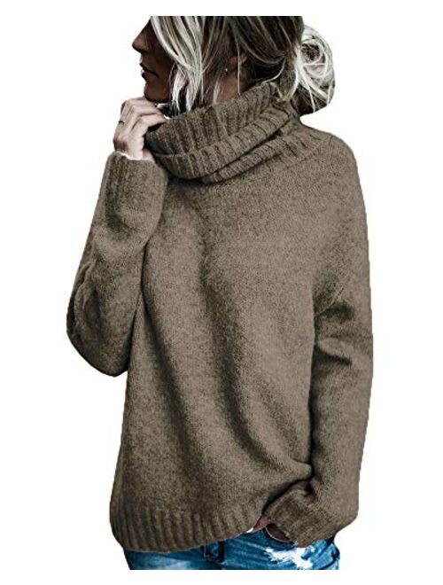 Beautife Womens Sweaters Casual Turtleneck Long Sleeve Soft Knitted Sweater Pullover