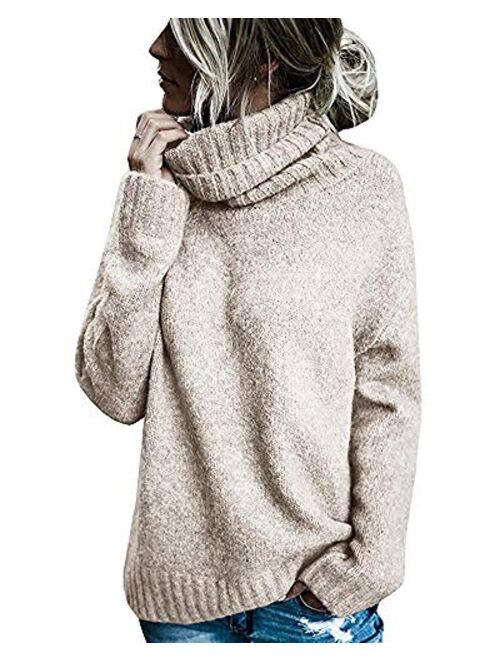 Beautife Womens Sweaters Casual Turtleneck Long Sleeve Soft Knitted Sweater Pullover