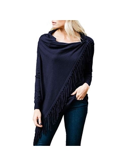 Amaryllis Apparel Women's Fringe Wrap Cardigan | Polyester Blend