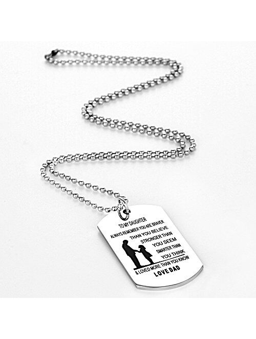 FAYERXL Hand Stamped Dog Tag-You are Braver Than You Believe-Pendant Necklace Inspirational Gifts for Son Daughter