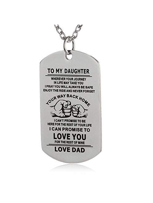 FAYERXL Hand Stamped Dog Tag-You are Braver Than You Believe-Pendant Necklace Inspirational Gifts for Son Daughter