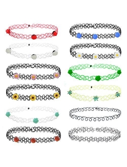 BodyJ4You 12PC Choker Necklace Set Henna Tattoo Stretch Elastic Jewelry Women Girl Gift Pack