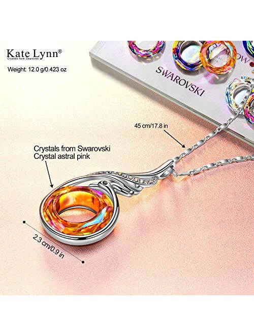 Kate Lynn Christmas Gifts for Women, Necklaces for Women Nirvana of Phoenix Pendant Made with Crystals from Swarovski, Birthday Gift with Jewelry Box 17.8"+2.0", Symbol o