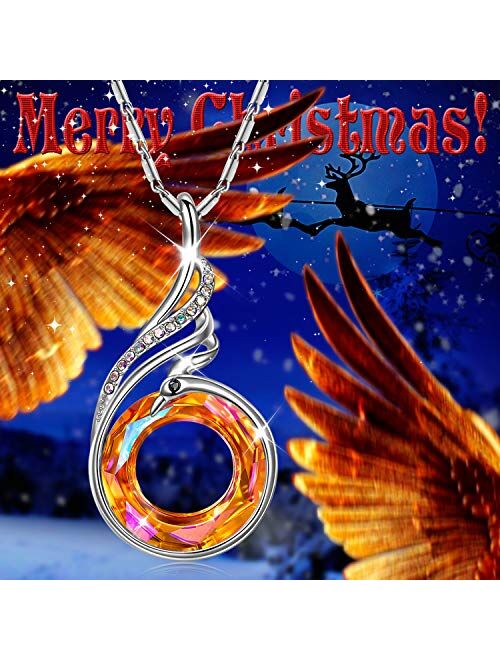 Kate Lynn Christmas Gifts for Women, Necklaces for Women Nirvana of Phoenix Pendant Made with Crystals from Swarovski, Birthday Gift with Jewelry Box 17.8"+2.0", Symbol o