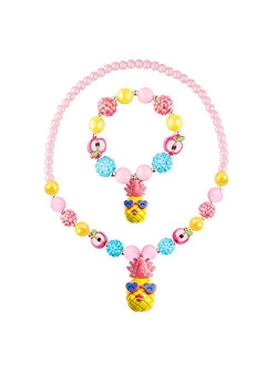 SkyWiseWin Chunky Jewelry Necklace and Bracelet Set for Girls Little Kids