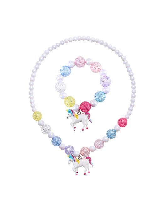 SkyWiseWin Chunky Jewelry Necklace and Bracelet Set for Girls Little Kids