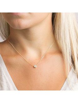 Valloey Rover Gold Star Necklace,Dainty 14K Gold Filled Sterling Silver Round Dot Tiny Heart Little Star CZ Choker Necklace Jewelry Gift for Women