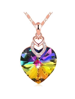 3 Heart Necklace Crystals from Swarovski for Women Girl Pendant with Elegant Box Dainty Anniversary Jewelry