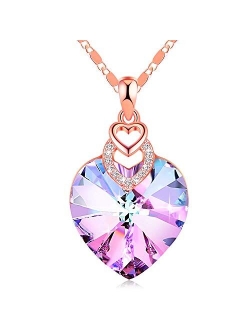 3 Heart Necklace Crystals from Swarovski for Women Girl Pendant with Elegant Box Dainty Anniversary Jewelry