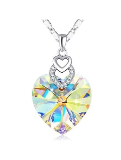 3 Heart Necklace Crystals from Swarovski for Women Girl Pendant with Elegant Box Dainty Anniversary Jewelry