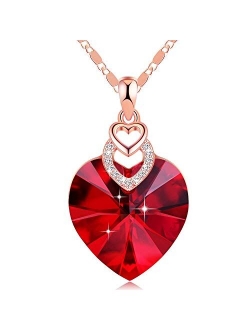 3 Heart Necklace Crystals from Swarovski for Women Girl Pendant with Elegant Box Dainty Anniversary Jewelry