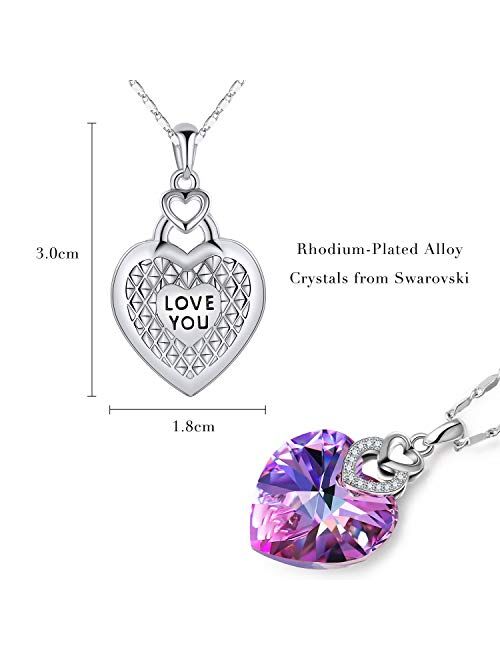 3 Heart Necklace Crystals from Swarovski for Women Girl Pendant with Elegant Box Dainty Anniversary Jewelry