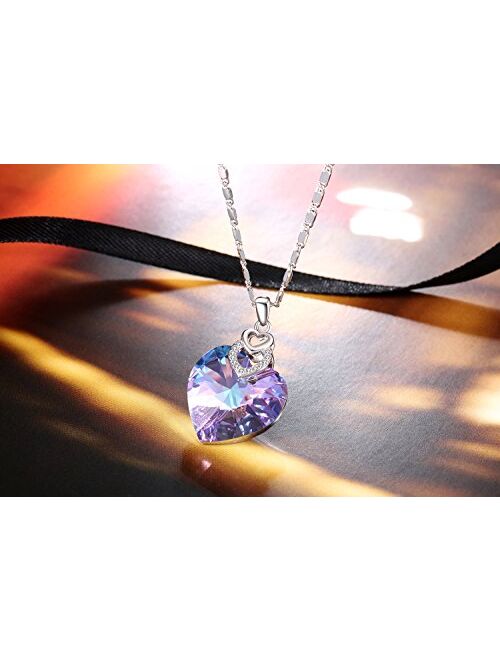 3 Heart Necklace Crystals from Swarovski for Women Girl Pendant with Elegant Box Dainty Anniversary Jewelry