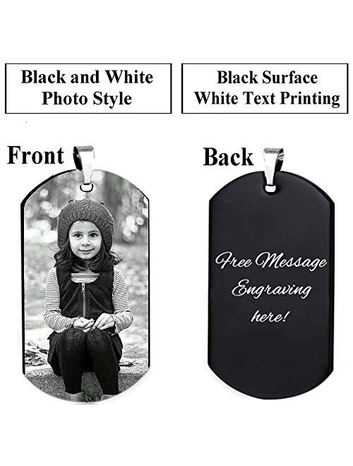 Interway Trading Personalized Custom Photo and Message Necklace Pendant Keychain Dog tag