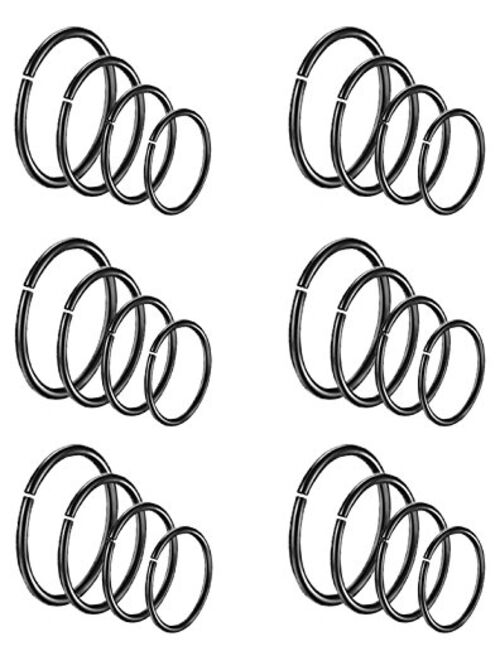 Masedy 24Pcs 20G 316L Stainless Steel Nose Rings Hoop Tragus Cartilage Helix Piercing Lip Septum Ring 6-12MM Bendable