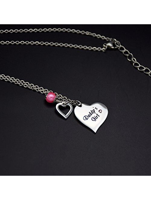 O.RIYA Gifts for Dad Necklace Jewelry, Father Daughter Keychain Jewelry, Daddys Girl Birthday Necklace Set, There's This Girl Who Stole My Heart She Calls Me Daddy