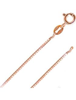14K Solid Yellow or White or Rose/Pink Gold 0.5MM,0.7MM,0.9MM,1.1MM,1.2MM Italian Diamond Cut Box Chain Necklace