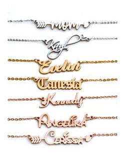 HUAN XUN Personalized Customized Name Initial Necklace Monogrammed Words Girl's Jewelry