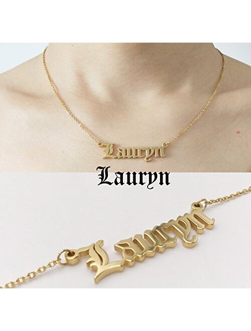 HUAN XUN Personalized Customized Name Initial Necklace Monogrammed Words Girl's Jewelry