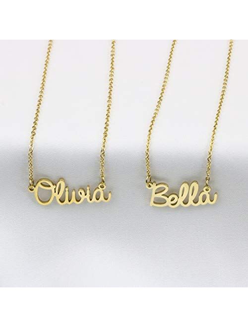 Yiyang Personalized Name Necklace 18K Gold Plated Stainless Steel Pendant Jewelry Birthday Gift for Girls