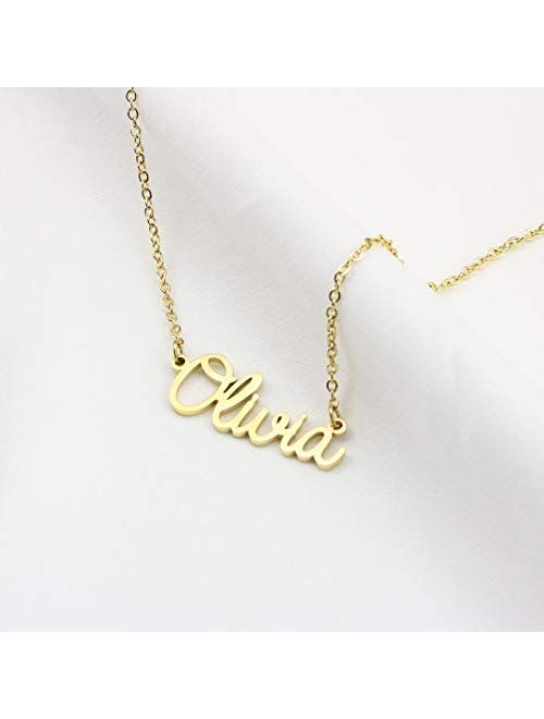 Yiyang Personalized Name Necklace 18K Gold Plated Stainless Steel Pendant Jewelry Birthday Gift for Girls