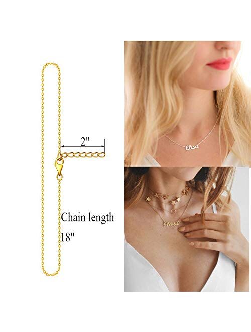 Yiyang Personalized Name Necklace 18K Gold Plated Stainless Steel Pendant Jewelry Birthday Gift for Girls