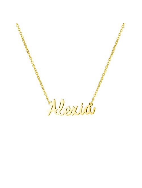 Yiyang Personalized Name Necklace 18K Gold Plated Stainless Steel Pendant Jewelry Birthday Gift for Girls