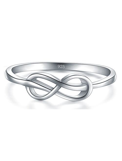 BORUO 925 Sterling Silver Ring, High Polish Infinity Symbol Tarnish Resistant Comfort Fit Wedding Band Ring Size 4-12