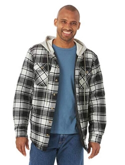 Authentics Men's Long Sleeve Quilted Lined Flannel Shirt Jacket With Hood