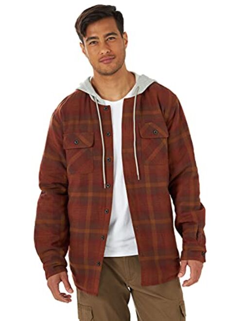 Wrangler Authentics Men's Long Sleeve Quilted Lined Flannel Shirt Jacket With Hood