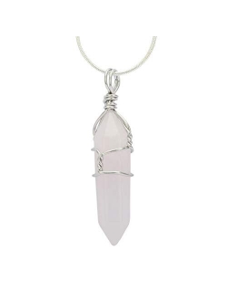 Natural Gemstone Pendant Necklace Healing Crystal Quartz Reiki Chakra Gem Stones 18 Inch Jewelry Women Girls Men Birthday Gifts