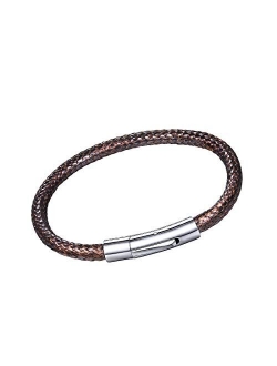 U7 2mm 3mm Black/Brown Leather Cord Necklace with Customizable Stainless Steel Clasp, Men Women Woven Wax Rope Chain for Pendant,Length 16