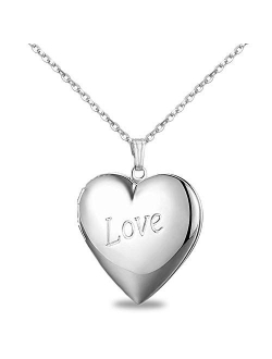 YOUFENG Love Heart Locket Necklace That Holds Pictures Polished Lockets Necklaces Birthday Gifts for Girls Boys