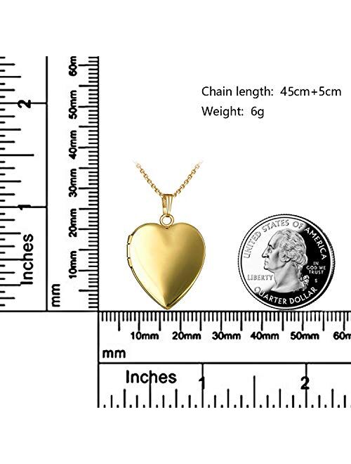 YOUFENG Love Heart Locket Necklace That Holds Pictures Polished Lockets Necklaces Birthday Gifts for Girls Boys