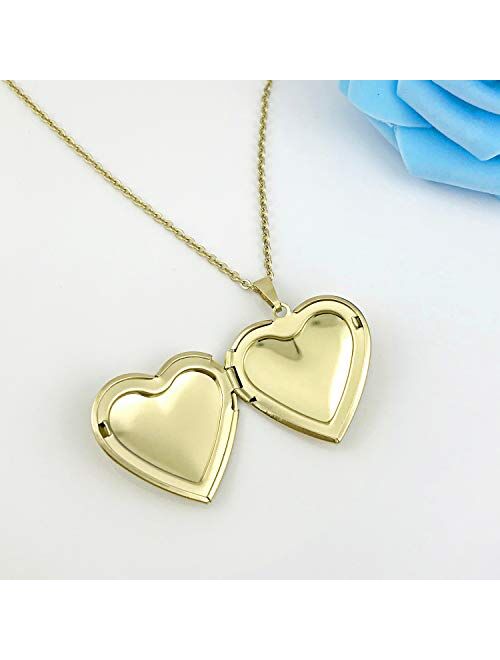 YOUFENG Love Heart Locket Necklace That Holds Pictures Polished Lockets Necklaces Birthday Gifts for Girls Boys