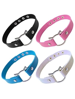 ETHOON Adjustable Leather Choker Collar Soft PU Cat Punk Choker Necklace for Women Girls