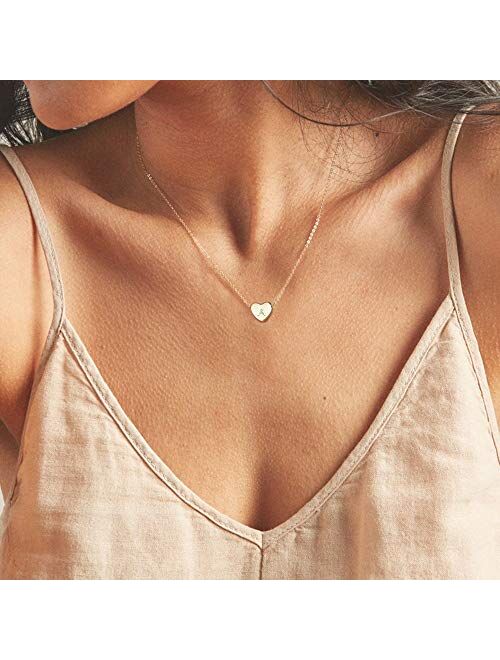 Birthday Gifts for Women Initial Necklace - 14K Gold Filled Initial Necklaces for Teen Girls Birthday Necklace Tiny Heart Letter Necklace Birthday Gifts for Women Kids Ch