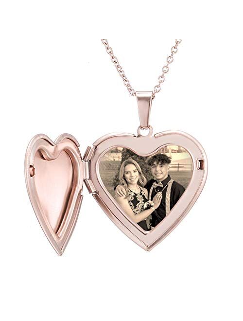 Personalized Picture Necklace Custom Photo Text Heart Necklace Engraved Any Name Customized Silicone Photo Dog Tag Stainless Steel Necklaces for Women Girl Jewelry