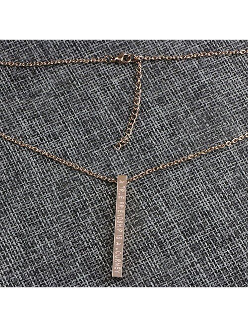 Joycuff Friendship Necklace Jewelry for Friends Women Inspirational Vertical Bar Pendants Jewellery Gift for Teen Girls