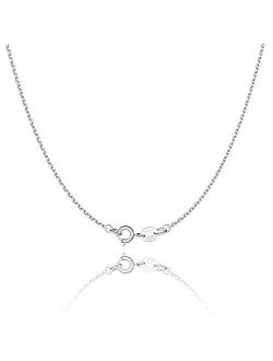 Jewlpire 925 Sterling Silver Chain Necklace Chain for Women Girls 1.1mm Cable Chain Necklace Upgraded Spring-Ring Clasp - Thin & Sturdy - Italian Quality 16/18/20/22/24 I
