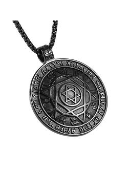 Talisman Seal Solomon Six-pointed Star 12 Constellation Pendant stainless steel Necklaces 22 2" Chain