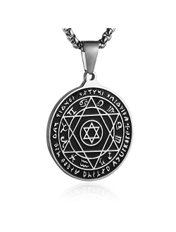 Talisman Seal Solomon Six-pointed Star 12 Constellation Pendant stainless steel Necklaces 22 2" Chain