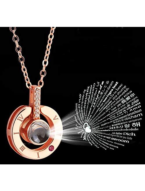 Ckysee Love Heart Necklace Necklace for Women 100 Languages I Love You Memory Necklace Best Gift for Her