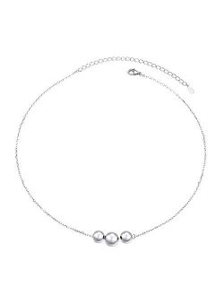 S925 Sterling Silver Choker Short Dainty Necklace Pendant for Women Girl