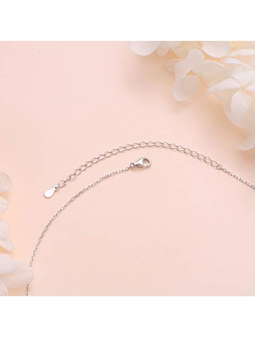 S925 Sterling Silver Choker Short Dainty Necklace Pendant for Women Girl