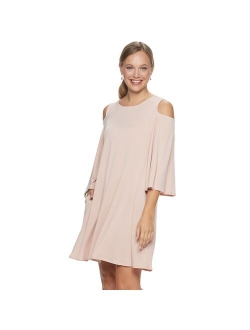 Women's Nina Leonard Draped Sleeve Cold-Shoulder Dress