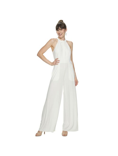 Women's Nina Leonard Wide-Leg Halter Jumpsuit