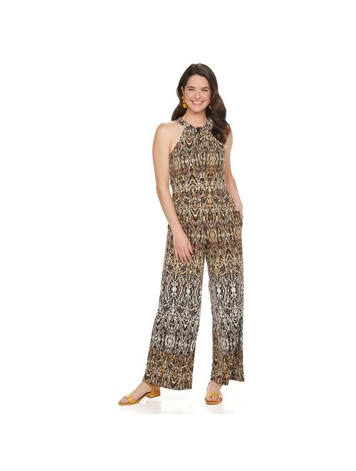 Women's Nina Leonard Wide-Leg Halter Jumpsuit