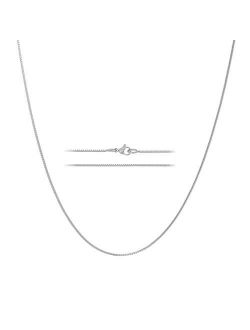 KISPER 24k White Gold Over Stainless Steel 1.2mm Box Chain Necklace, 14-30 inches