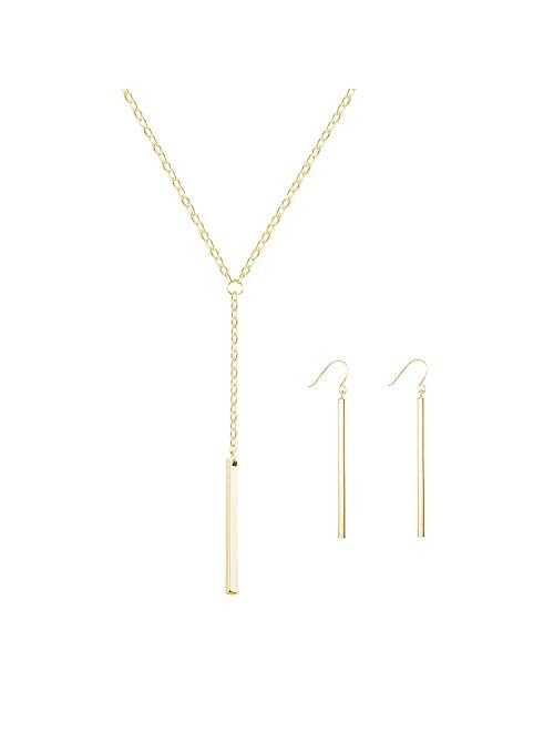 choice of all Simple Lariat Necklace for Women Y Bar Necklace and Earring for Girls Feather Triangle Disc Pendant Necklace Holiday Christmas Jewelry